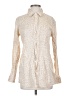 Unbranded 100% Linen Animal Print Ivory Long Sleeve Blouse Size S (estimated) - photo 1