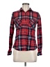 Love Tree 100% Cotton Plaid Red Long Sleeve Button-Down Shirt Size M - photo 1