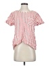 feat 100% Linen Stripes Red Short Sleeve Blouse Size S - photo 1