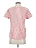 feat 100% Linen Stripes Red Short Sleeve Blouse Size S - photo 2