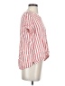 feat 100% Linen Stripes Red Short Sleeve Blouse Size S - photo 4