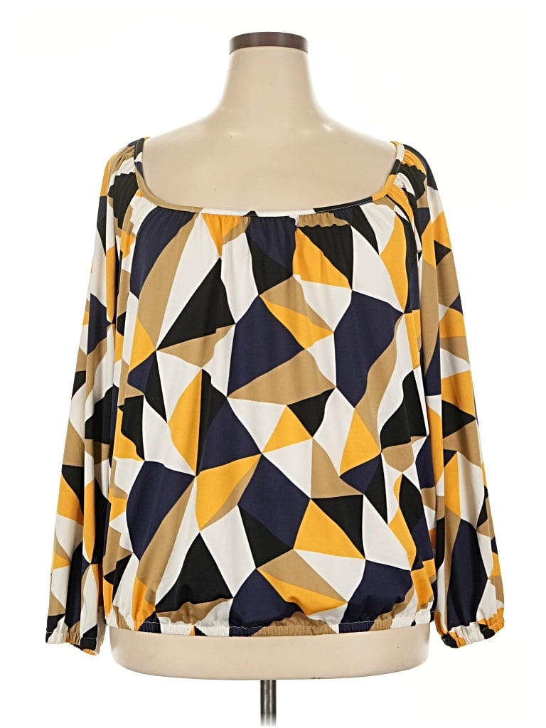Pre-owned Ashley Stewart 3/4 Sleeve T-shirt In Yellow