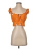 Zara 100% Leather Orange Sleeveless Blouse Size S - photo 1