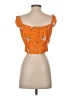 Zara 100% Leather Orange Sleeveless Blouse Size S - photo 2