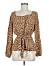 Allegra K 100% Polyester Brown Tan Long Sleeve Blouse Size M - photo 1