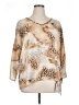 Chico's 100% Polyester Animal Print Tan 3/4 Sleeve Blouse Size XL - photo 1