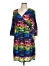 Aqua 100% Polyester Print Blue Cocktail Dress Size L - photo 1