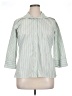 Lands' End Stripes Green 3/4 Sleeve Button-Down Shirt Size 14 - photo 1