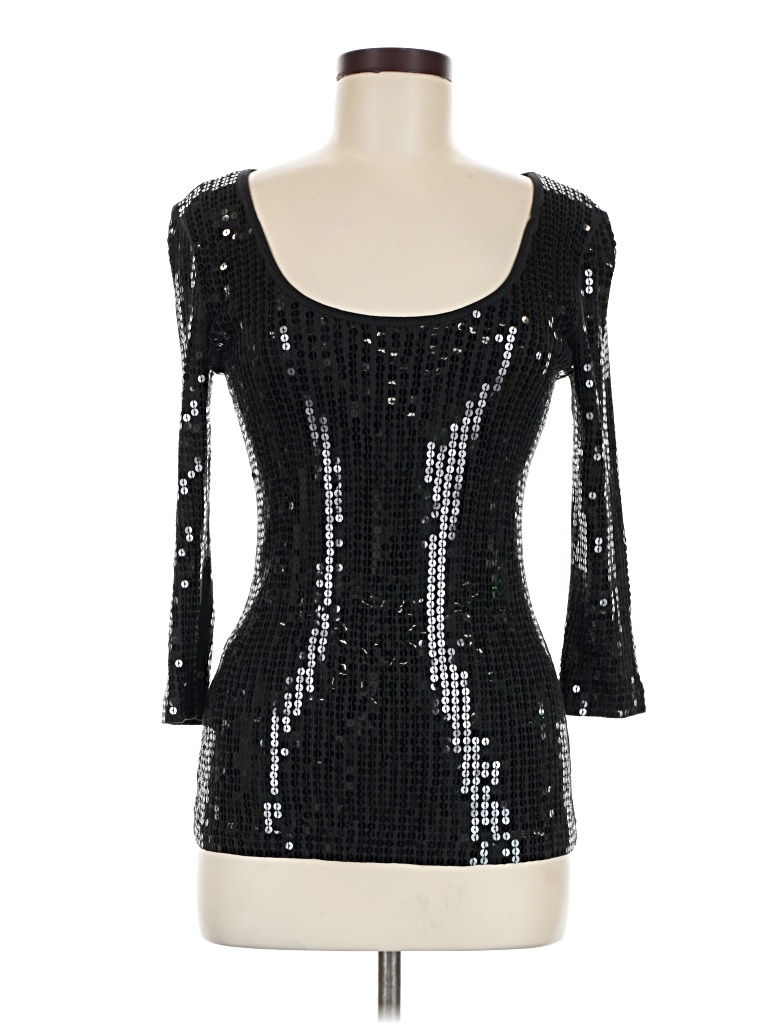 Pre-owned Express 3/4 Sleeve Top Black Sweetheart Neckline Tops