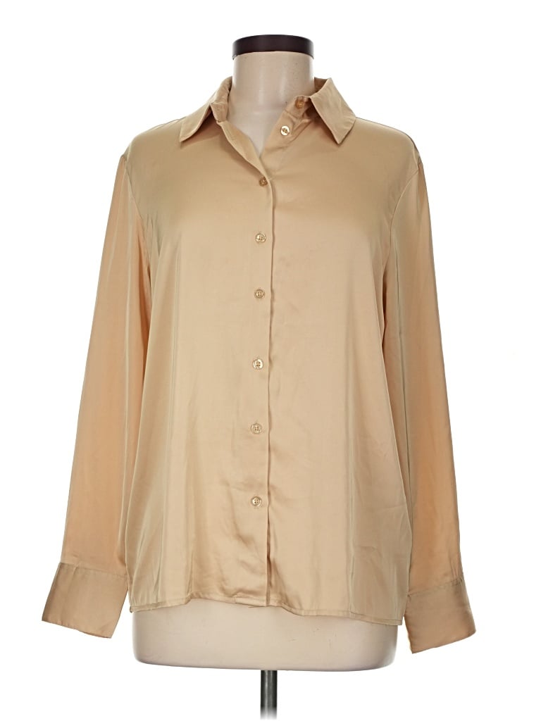 Pre-owned Maison D' Amelie Long Sleeve Blouse In Tan