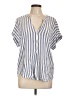 H&M 100% Viscose Blue Short Sleeve Henley Size L - photo 1