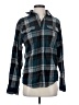 George 100% Polyester Plaid Teal Long Sleeve Blouse Size S - photo 1