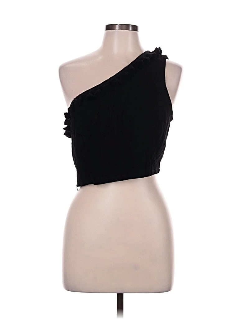 Pre-owned Lulus Sleeveless Top Black One Shoulder Neckline Tops