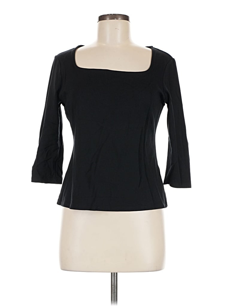 Pre-owned Adrienne Vittadini 3/4 Sleeve T-shirt In Black
