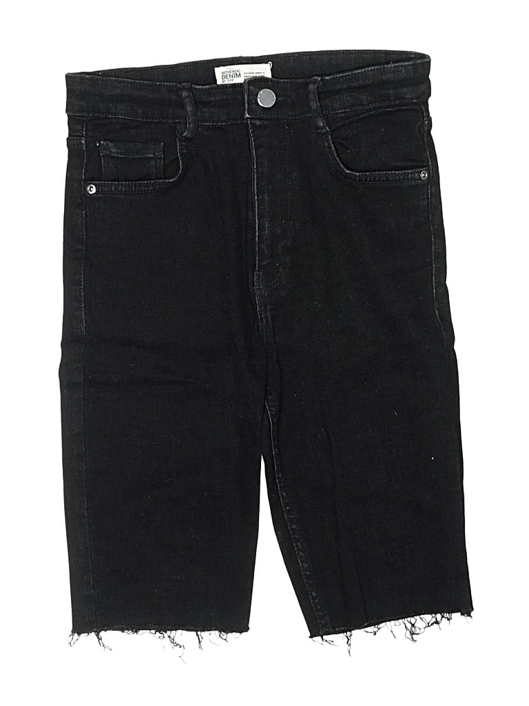 Pre-owned Zara Trf Denim Shorts In Black