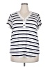 retrology Stripes White Short Sleeve Top Size 2X - photo 1