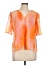 JM Collection 100% Polyester Tie-dye Orange Short Sleeve Blouse Size L (petite) - photo 1