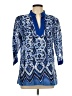 Covington 100% Cotton Blue 3/4 Sleeve Blouse Size Lg Petite - photo 1