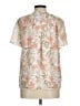 CeCe Floral Ivory Short Sleeve Blouse Size M - photo 2