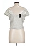 Express 100% Polyester Metallic Silver Short Sleeve Top Size L - photo 2