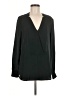 Theory 100% Silk Black Green Long Sleeve Silk Top Size M - photo 1