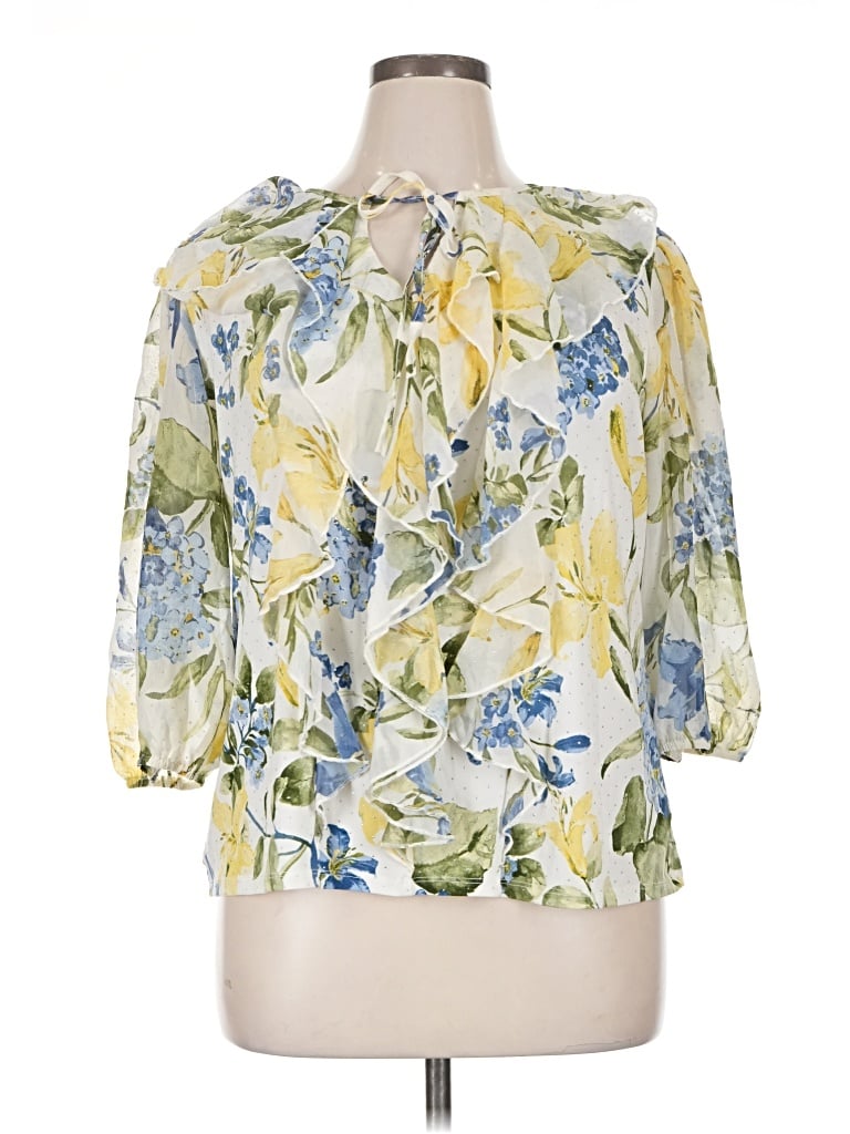 Pre-owned Kate And Lily 3/4 Sleeve Blouse In Yellow