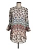 About A Girl 100% Polyester Print Ivory 3/4 Sleeve Blouse Size M - photo 1