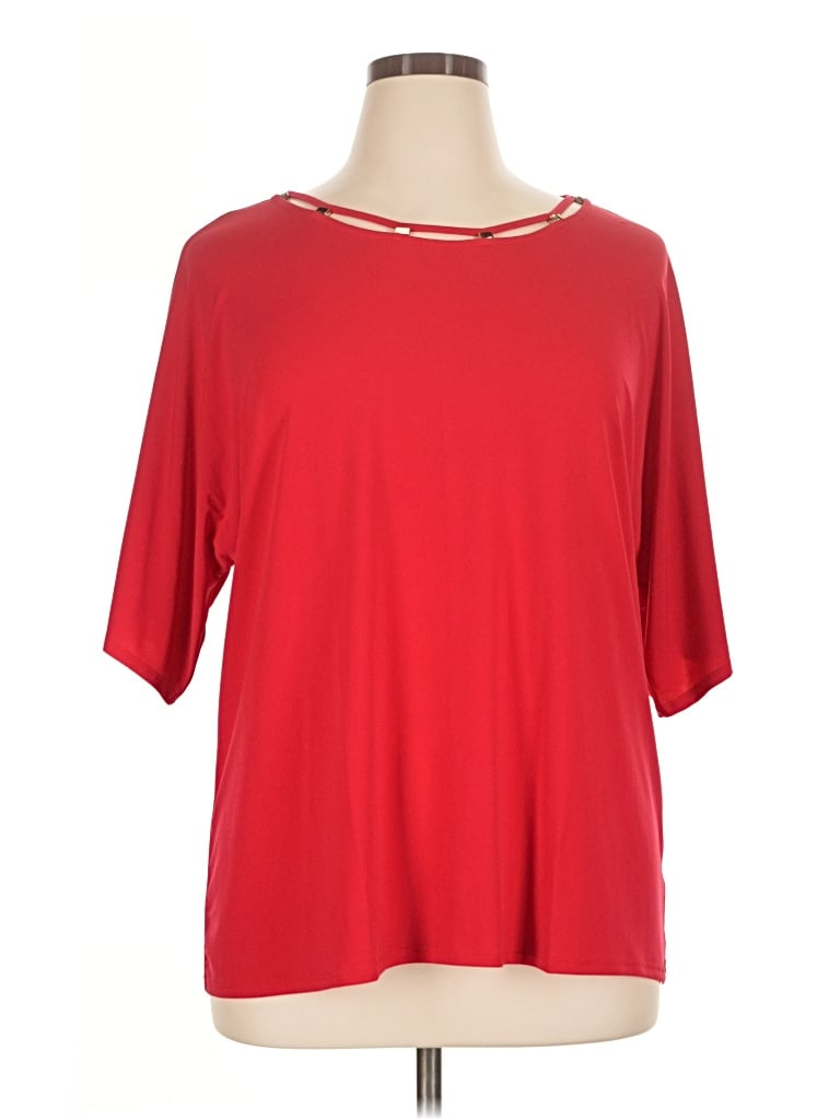 Pre-owned Dana Buchman Short Sleeve Top Red Boatneck Tops