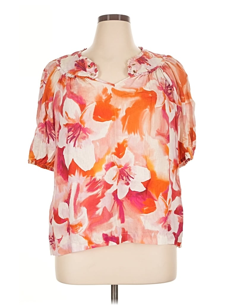 Pre-owned Tyler Boe Short Sleeve Blouse In Orange