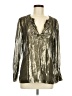 J.Crew Metallic Silver Long Sleeve Silk Top Size 8 - photo 1