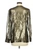 J.Crew Metallic Silver Long Sleeve Silk Top Size 8 - photo 2