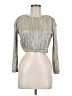 Copper Key Metallic Silver Long Sleeve Top Size M - photo 1
