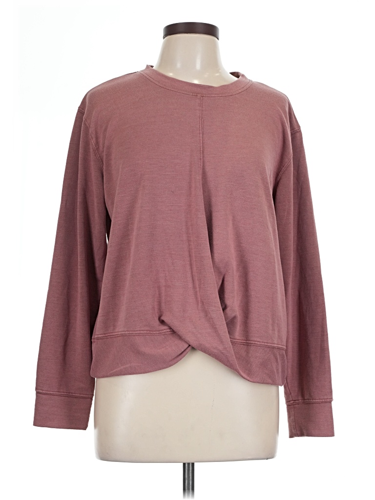 Pre-owned Knox Rose Long Sleeve Top Burgundy Keyhole Neckline Tops