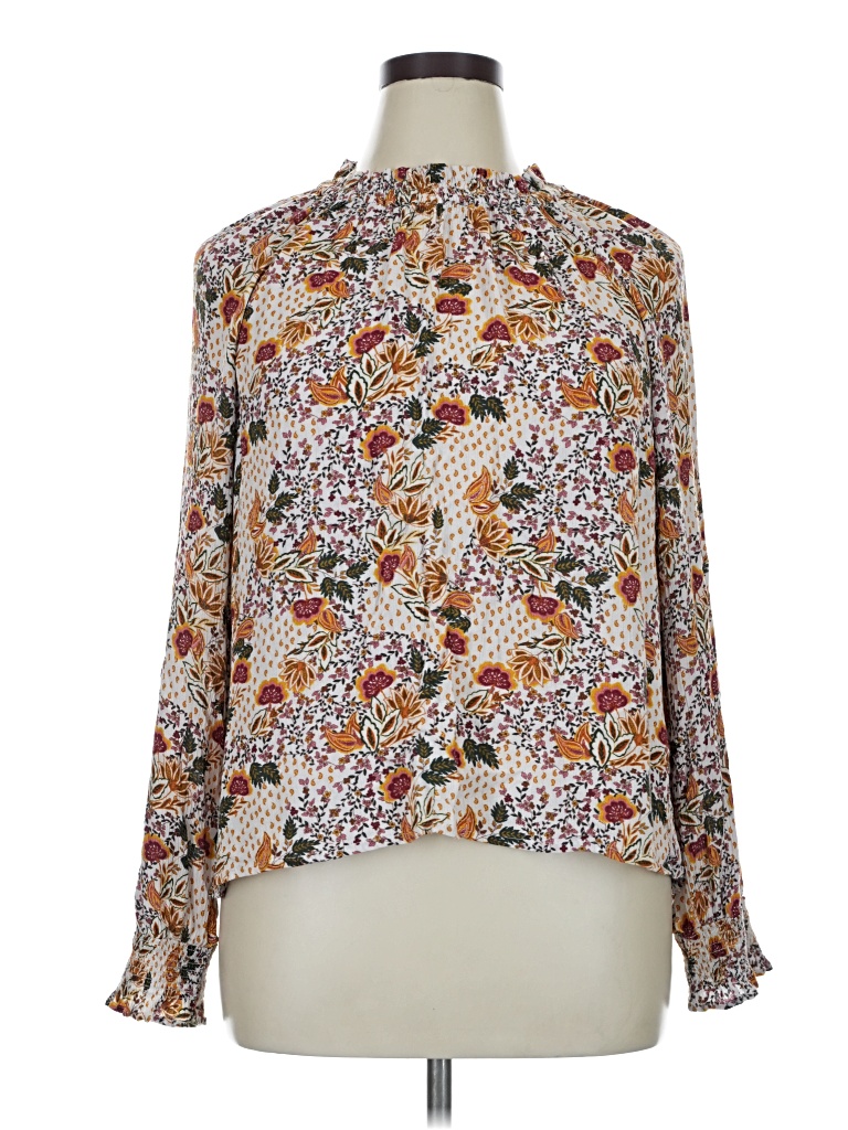 Pre-owned Garnet Hill Long Sleeve Blouse In Ivory