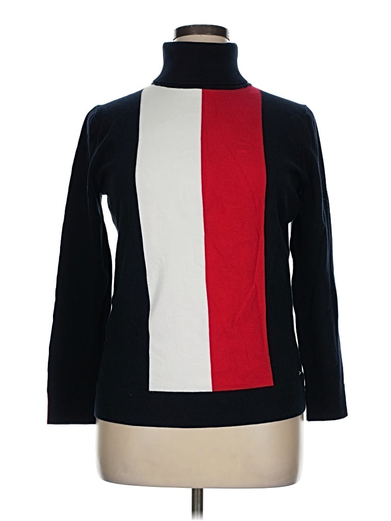 Pre-owned Tommy Hilfiger Turtleneck Sweater In Blue