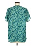 Halogen 100% Polyester Floral Tropical Teal Short Sleeve Blouse Size M - photo 2