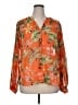 Chico's 100% Polyester Floral Orange Long Sleeve Blouse Size XL (3) - photo 1