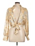 Peach 100% Polyester Gold Long Sleeve Blouse Size L - photo 1