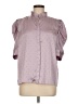 Ann Taylor 100% Polyester Polka Dots Purple Short Sleeve Blouse Size M - photo 1