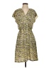 Halogen 100% Polyester Print Yellow Casual Dress Size XS - photo 1
