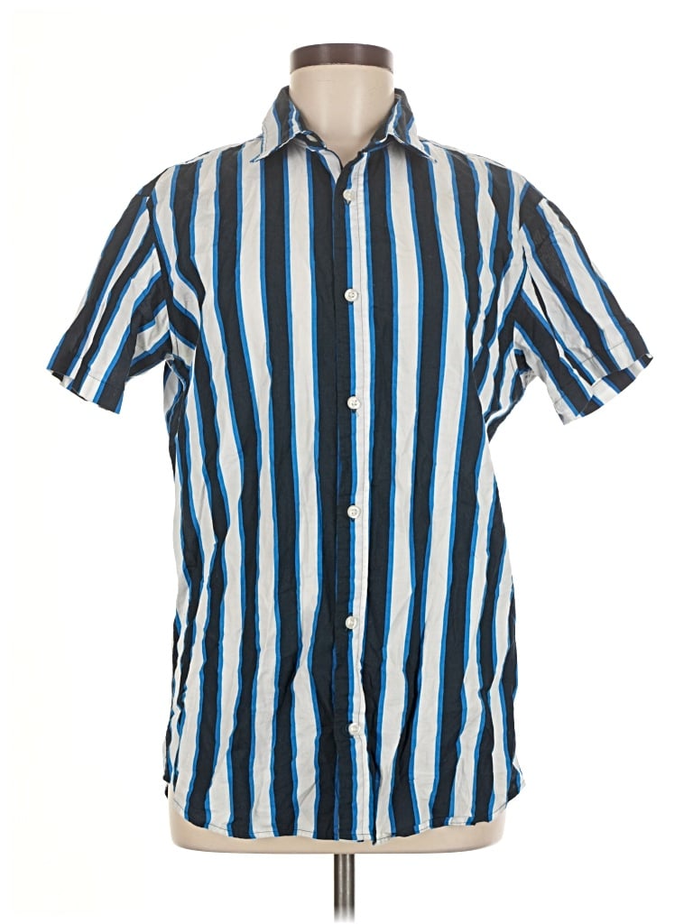 Pre-owned Jack & Jones Short Sleeve Button Down Shirt In Blue