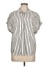 FRAME Stripes Ivory Short Sleeve Blouse Size L - photo 1