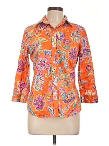 Lauren by Ralph Lauren 3/4 Sleeve Button-Down Shirt (view 1)