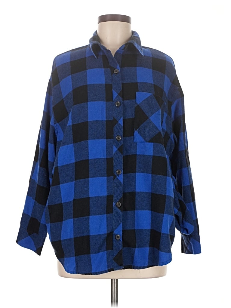 Pre-owned Wild Fable Long Sleeve Button Down Shirt In Blue