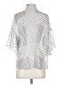 CAbi 100% Polyester Stripes Silver Short Sleeve Blouse Size S - photo 2