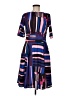 eShakti 100% Polyester Stripes Blue Casual Dress Size M (estimated) - photo 1