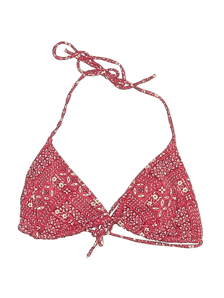 Pre-owned Assorted Brands Swimsuit Top Red Tweed Pattern Swimwear