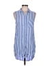 Staccato 100% Rayon Blue Sleeveless Button-Down Shirt Size L - photo 1