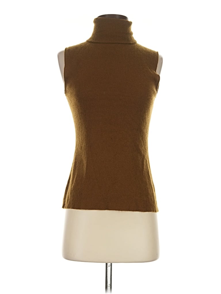 Pre-owned Donna Karan Sleeveless Top Brown Turtleneck Tops