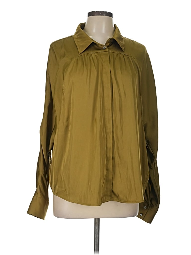 Pre-owned Current Air Long Sleeve Blouse In Green